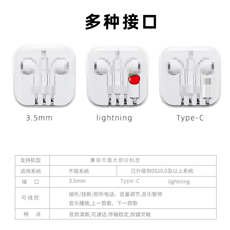 適用IPhone經典耳機半入耳式HIFI吃雞通用三線typec接口耳機原裝