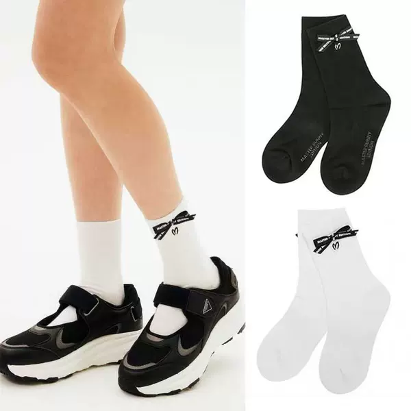 25 New Golf Socks for Women with Bow Embroidered Logo, Non-Slip, Breathable, Mid-Length, Versatile Towel Bottom Sports Socks