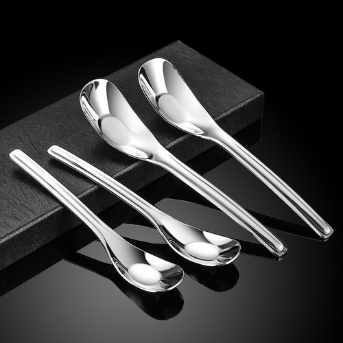 The same type of Yuanbao spoon 316 stainless steel baby feeding flat bottom household spoon drinking spoon spoon thickened