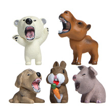 5款塑料3D狂野动物疯狂的小猪毛驴手办卡通创意造景公仔桌面摆件