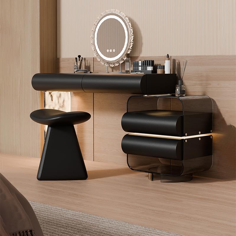 Smef733 (with Light) Large and Small Round Dressing Table and Cupboard Integrated 2025 New Accessible Luxury and High-End Bedroom