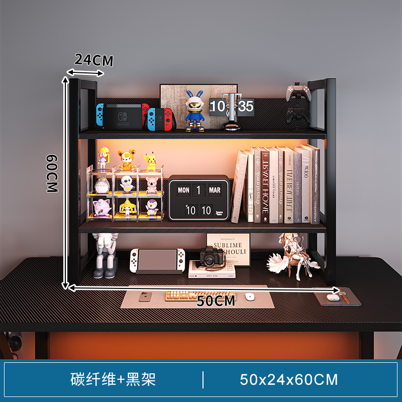 Estante de escritorio de oficina multicapa estante pequeño estante de libros simple estante de hierro forjado pequeño estante de almacenamiento en el escritorio