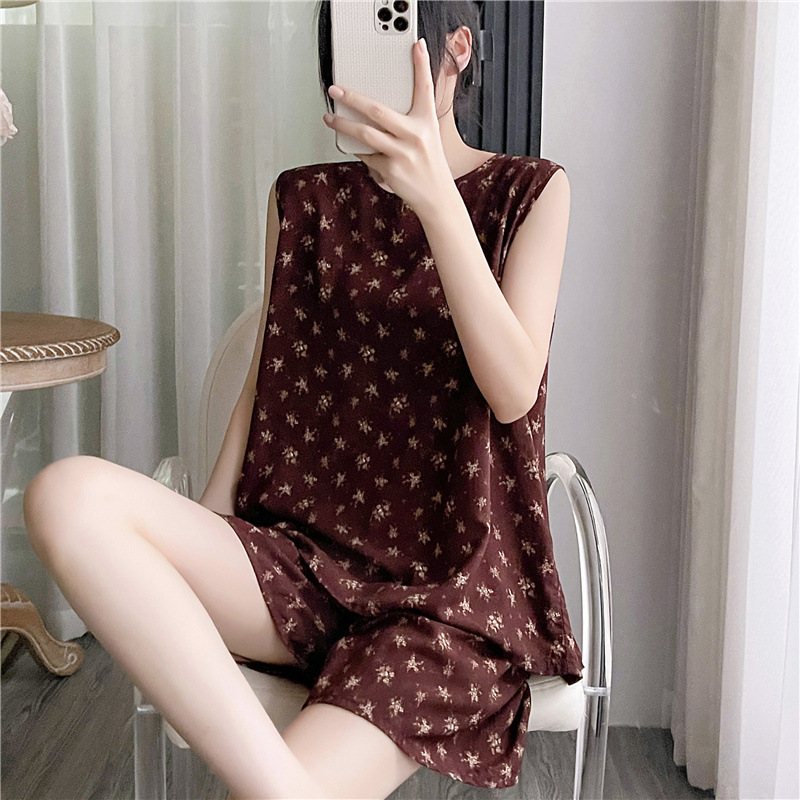Nuevo pijama de verano de las mujeres de algodón fino de seda lindo de dibujos animados sexy estilo coreano más tamaño traje de dos piezas desgaste del hogar de verano