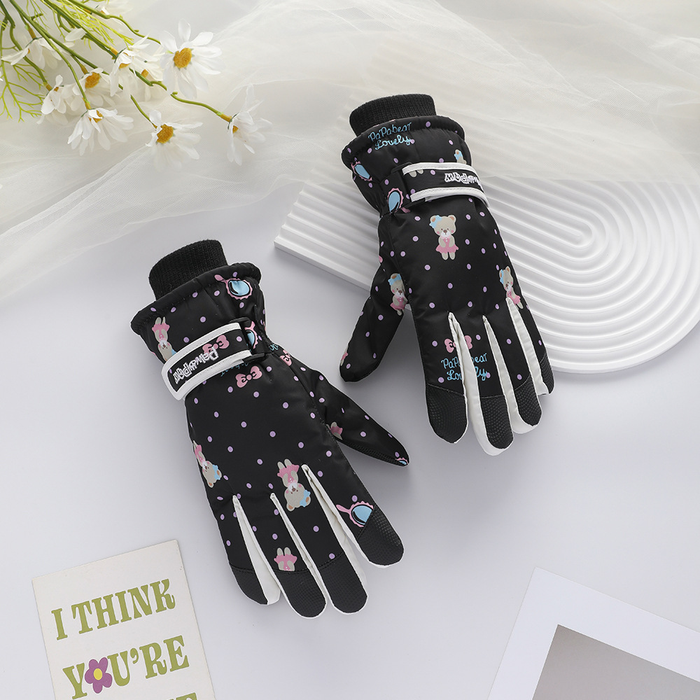 Guantes de esquí al aire libre para hombres y mujeres en invierno caliente más vello grueso ciclismo montaña impermeable antideslizante guantes de pantalla táctil de algodón