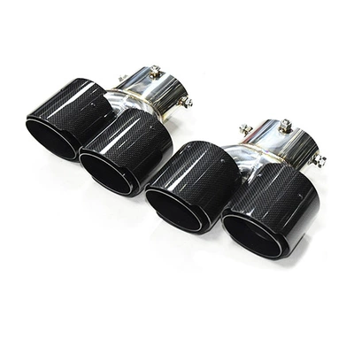 tail nozzle decoration, Car muffler - carbon-fiber-glossy-silver-mouth-1-pair