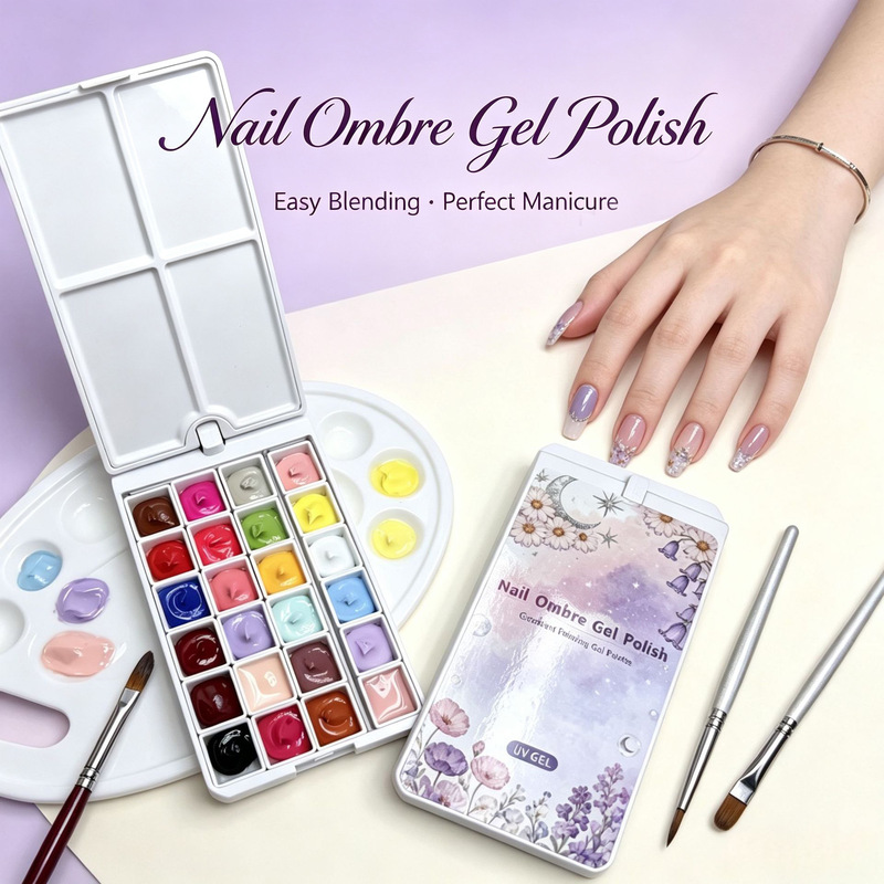 New cross-border rotating flip-top 24-grid solid high-saturation gradientable blush transfer gel nail polish New cross-border rotating flip-top 24-grid solid high-saturation gradientable blush transfer gel nail polish