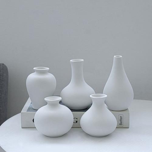 Wholesale minimalist ceramic vase set of five home crafts small flower pot minimalist entryway TV stand desktop decor