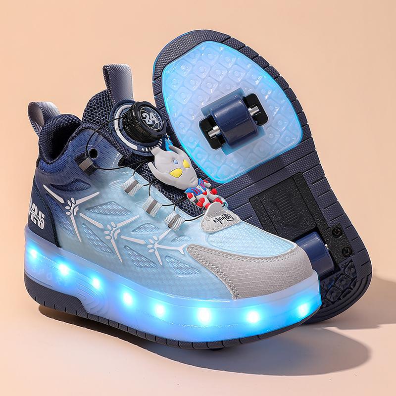 Teenage Boys and Girls Transforming Shoes 2025 Four-Wheel Skates Double-Row Walking Shoes Roller Skating Cross-Border Kidsren's Shoes