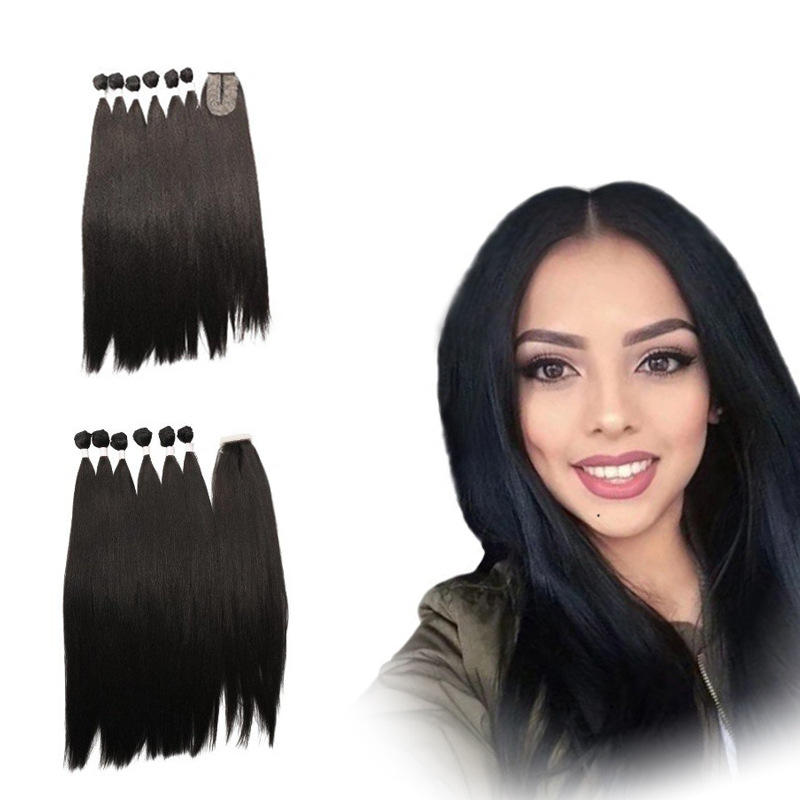 Comercio exterior a través del espejo africano Europa y América cortina de cabello pelucas 6 + 1 bloque de cabello cortina de cabello extensión de cabello fuerza de fábrica al por mayor