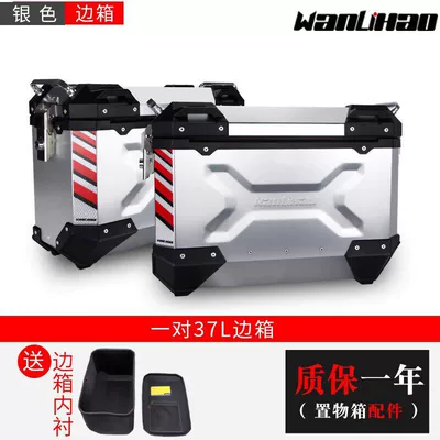 side box, two side boxes, Motorcycle trunk - a-pair-of-side-boxes-v39-silver-box-silver-cover