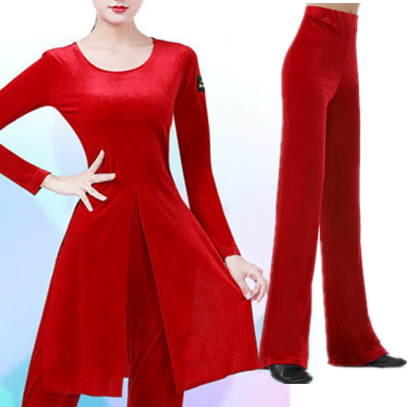 Юэ кемпинг моряки танцевальный костюм женский топ новый золотой бархат с длинными рукавами