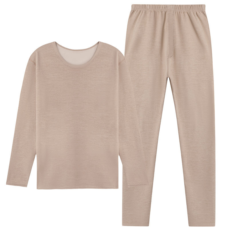 Nueva ropa interior térmica de los hombres de fondo delgado desgaste sin costuras cuello redondo ropa de otoño color sólido ropa de otoño pantalones largos traje de los hombres