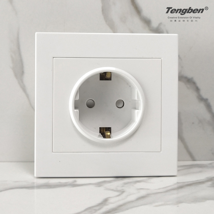 出口欧式插座 86*86mm暗装墙壁PC面板16A德式二圆插座