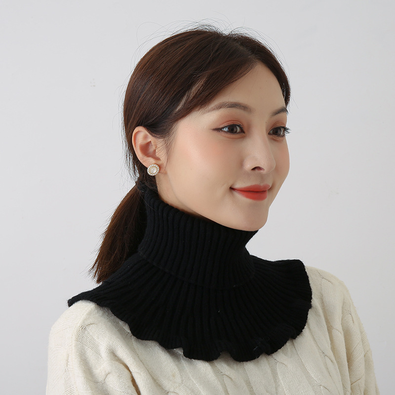 Baja de cabeza para mujeres de otoño y invierno caliente para proteger la columna cervical de color sólido elástico tejido cuello falso suéter cuello alto cuello