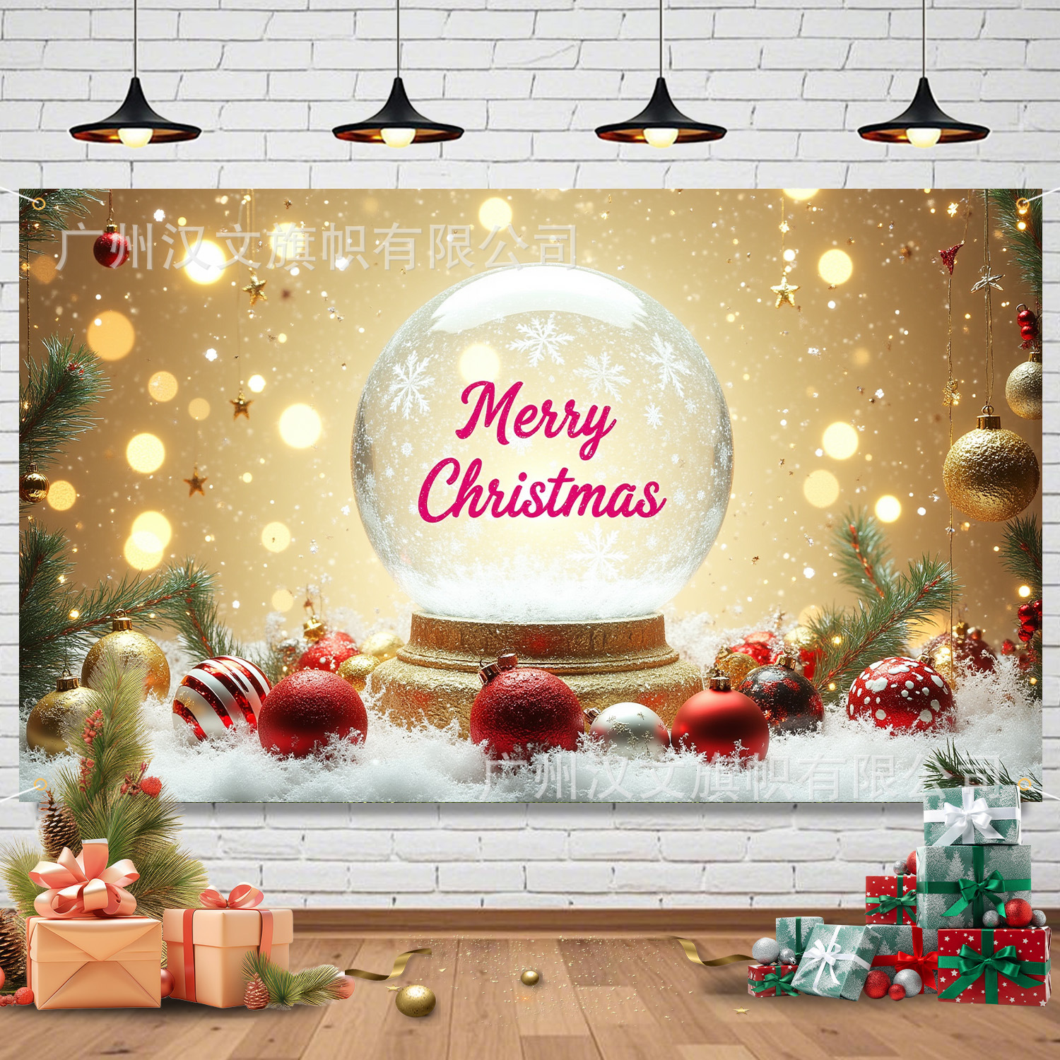 Cross-border new Santa Claus snowman background cloth banner home decoration holiday party atmosphere decoration supplies 4
