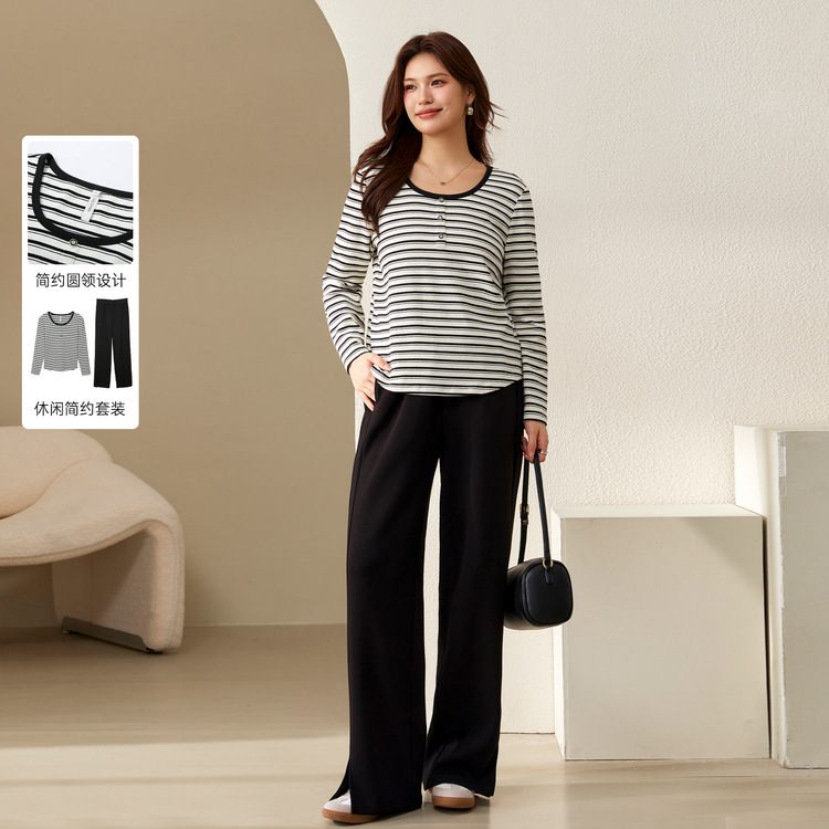 Fiber shows the large-size women's clothing design sense niche temperament versatile slim two-piece suit fat mm2024 autumn clothes new style