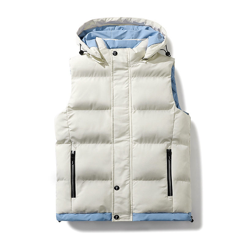 Couples high quality new style small fresh slimming style color matching hooded men's vest men's fashion_voghion.com