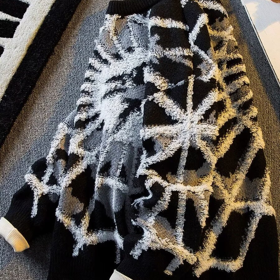 秋冬新款开衫毛衣美式复古休闲慵懒风V领针织衫男纯色气质外套