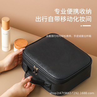Travel Cross-border Cosmetic Case with Mirror and Light Rechargeable Internet Celebrity High-grade Large-capacity Portable Girl Cosmetic Bag Storage