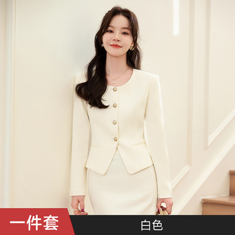 女性用白スーツ、春の新作人気スタイル、早春、小柄な人向けの香りのよいスタイル、プロフェッショナルスーツスカート、春と秋|undefined