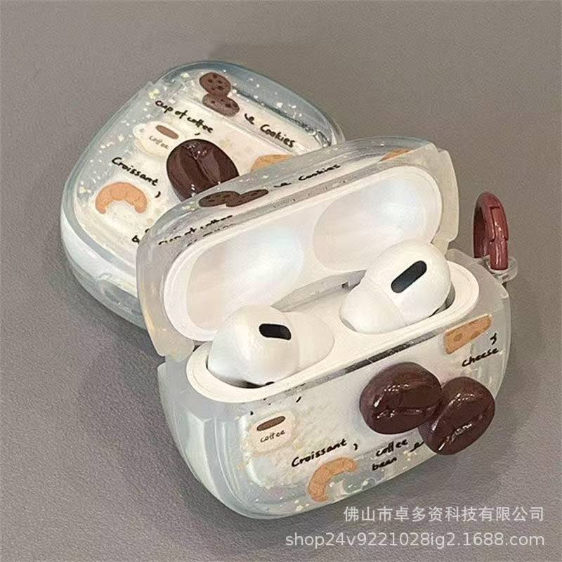 Cabezas de café para AirPods4 Case Apple 4 generación de auriculares AirPodPro2 auriculares de dibujos animados