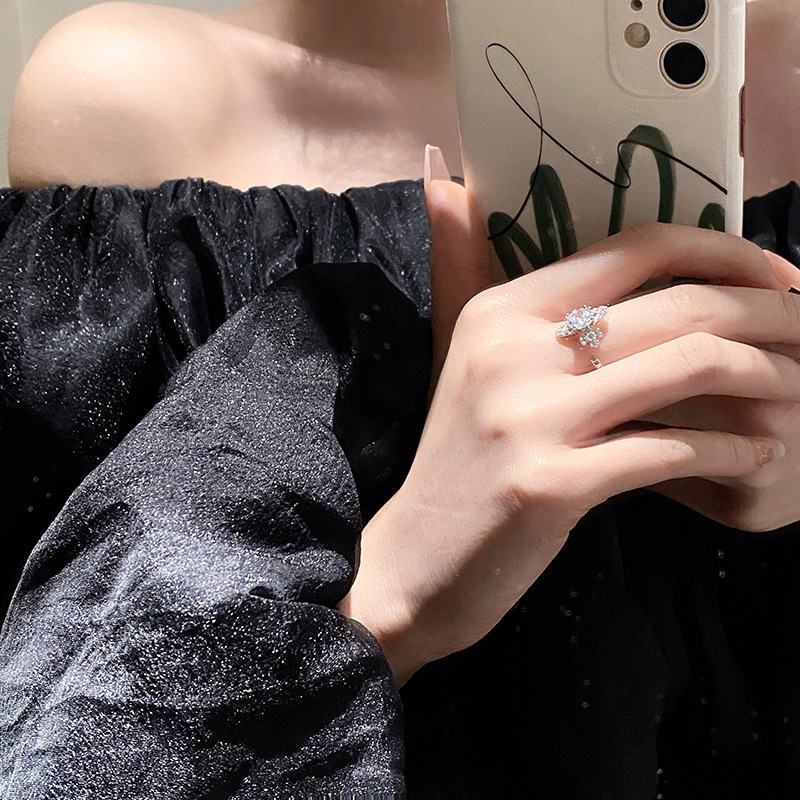 Fashion Geometric Copper Inlay Zircon Open Ring 1 Piece