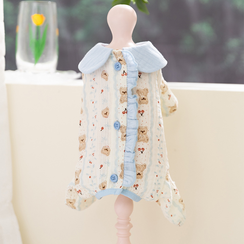 Primavera y verano perros y gatos ropa delgada de cuatro patas bolsas abdominales ropa para el hogar ropa para mascotas Teddy perros pequeños y medianos