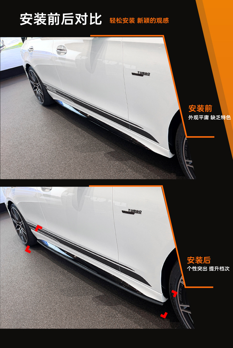 Suitable for Mercedes-Benz C-Class W206 S206 AMG Line 2022+ side skirt spoiler small body kit exterior modification