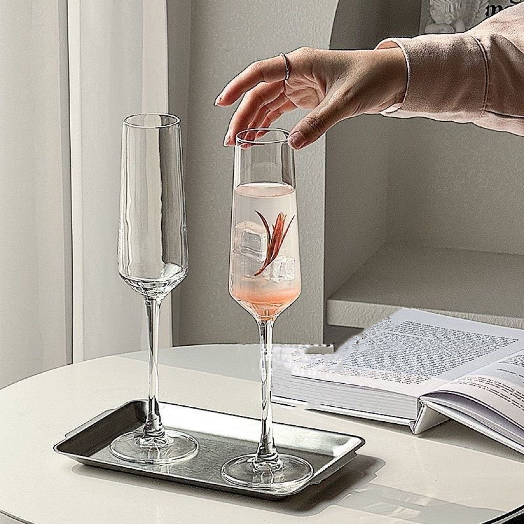Tazas de vidrio de cristal de champán tazas de pie alto un par de tazas de vino casal espumantes tazas de vino dulce tazas de vinos tazas de cóctel