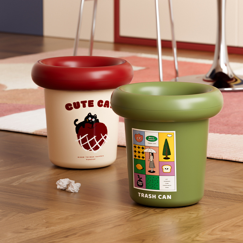 Ins Style Cat Trash Can Home Kitchen Bathroom Paper Basket Bedroom Bedside Storage Bucket Living Room Retro Paper Bucket
