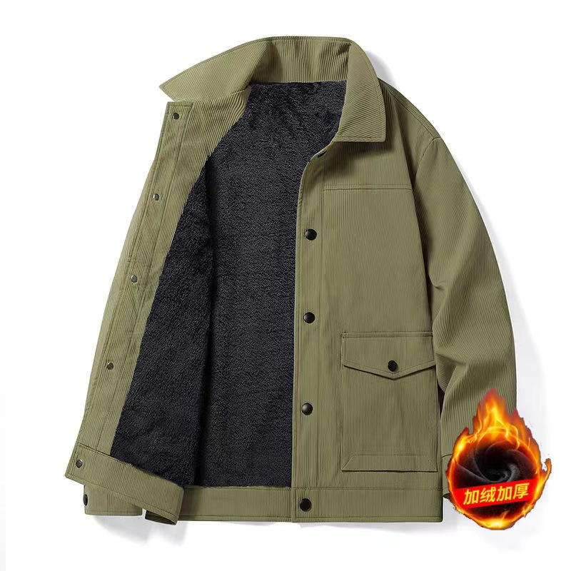 Chaqueta de solapa transfronteriza para hombre Otoño e Invierno nueva moda guapo forrado de lana engrosada para hombre talla grande ropa de trabajo al por mayor