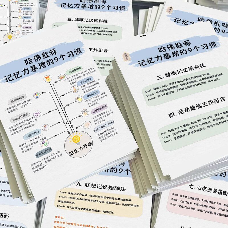 【哈佛推荐】18张高效学习增强记忆力贴纸高效利用时间极简学习法|undefined