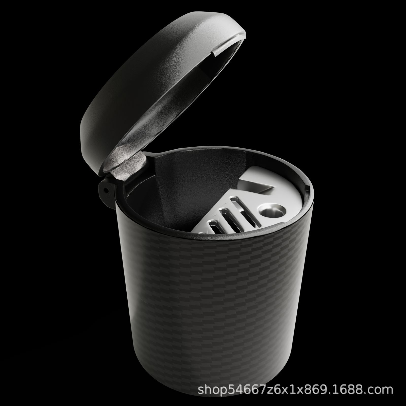 Creative car ashtray carbon fiber pattern men's car advanced multifunctional suspension with cover covered automotive supplies wholesale