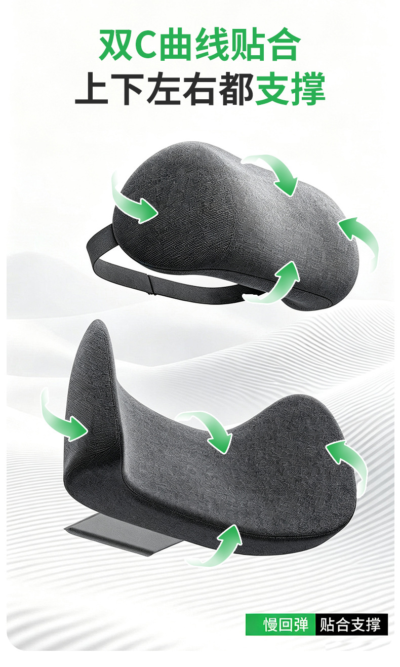 Popular cross-border export product: headrest and lumbar support set for cars, seat cushion, car neck pillow, and lumbar pillow