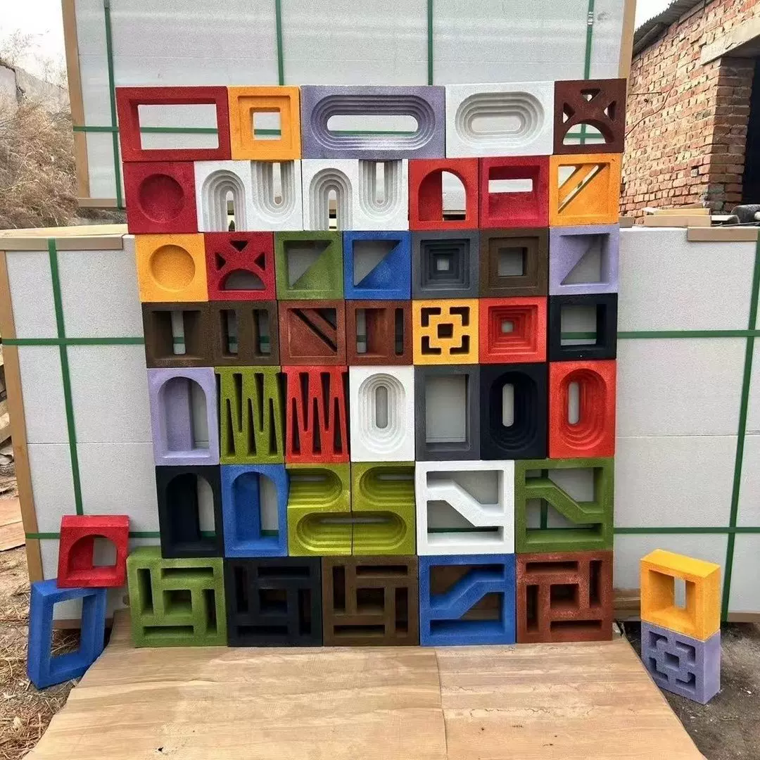 轻质发泡陶瓷空心砖双面造型隔断玄关装饰网红泡沫砖PU水泥构件砖