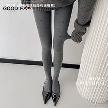 两个厚度秋冬新款薄款m*u80D无缝波点蝴蝶结打底洛丽塔jk连裤袜女