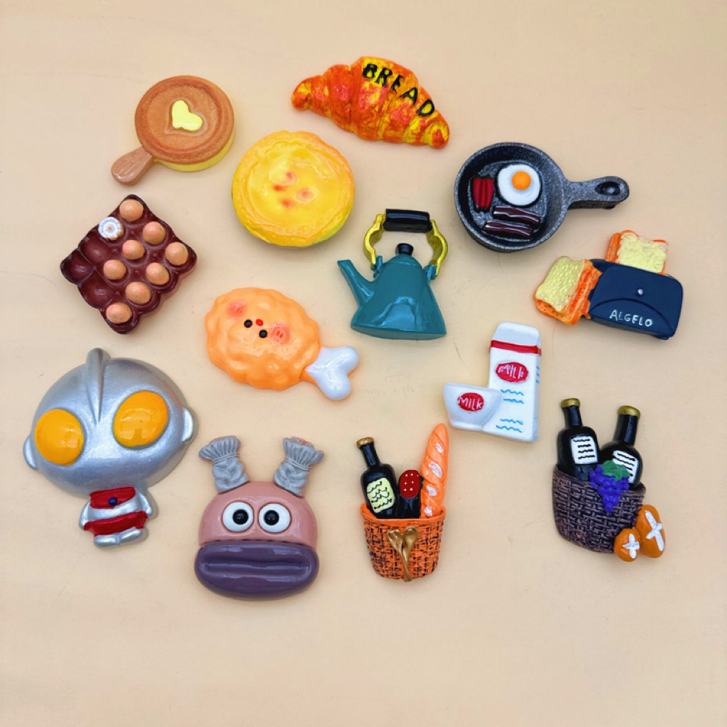 ins风格个性创意仿真食物3D半立体树脂自作冰箱贴挂件手机壳贴片