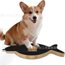 新款木制狗狗指甲刮板可抽拉宠物狗狗猫咪喂食器实木宠物指甲挫板