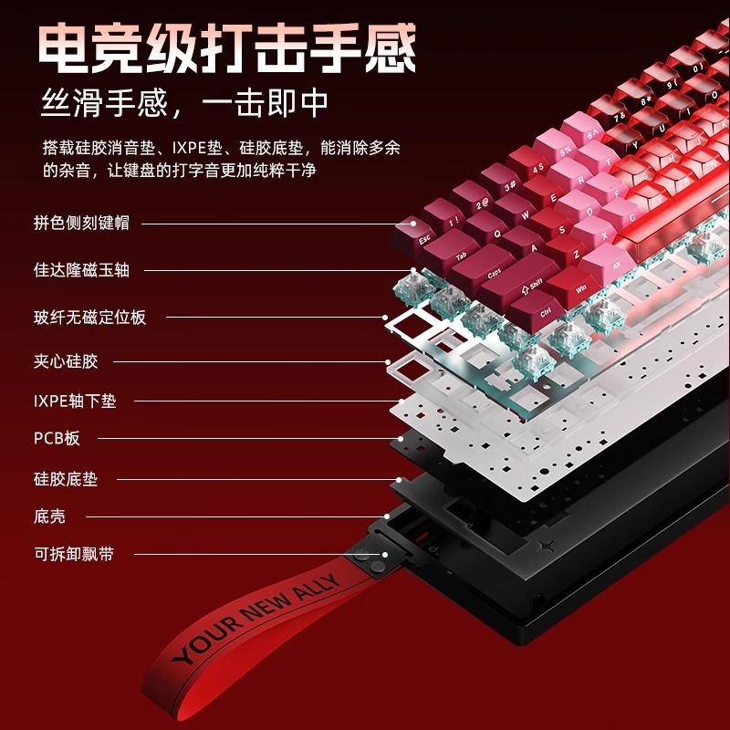新盟ビートル68磁気軸キーボード機械三型無線競争ゲーム専用RT0.01低遅延磁気玉軸|undefined