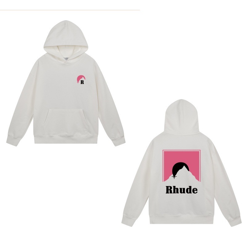 美式小众潮牌RHUDE秋冬新款ins皇冠旗帜高街复古宽松连帽卫衣男女|undefined