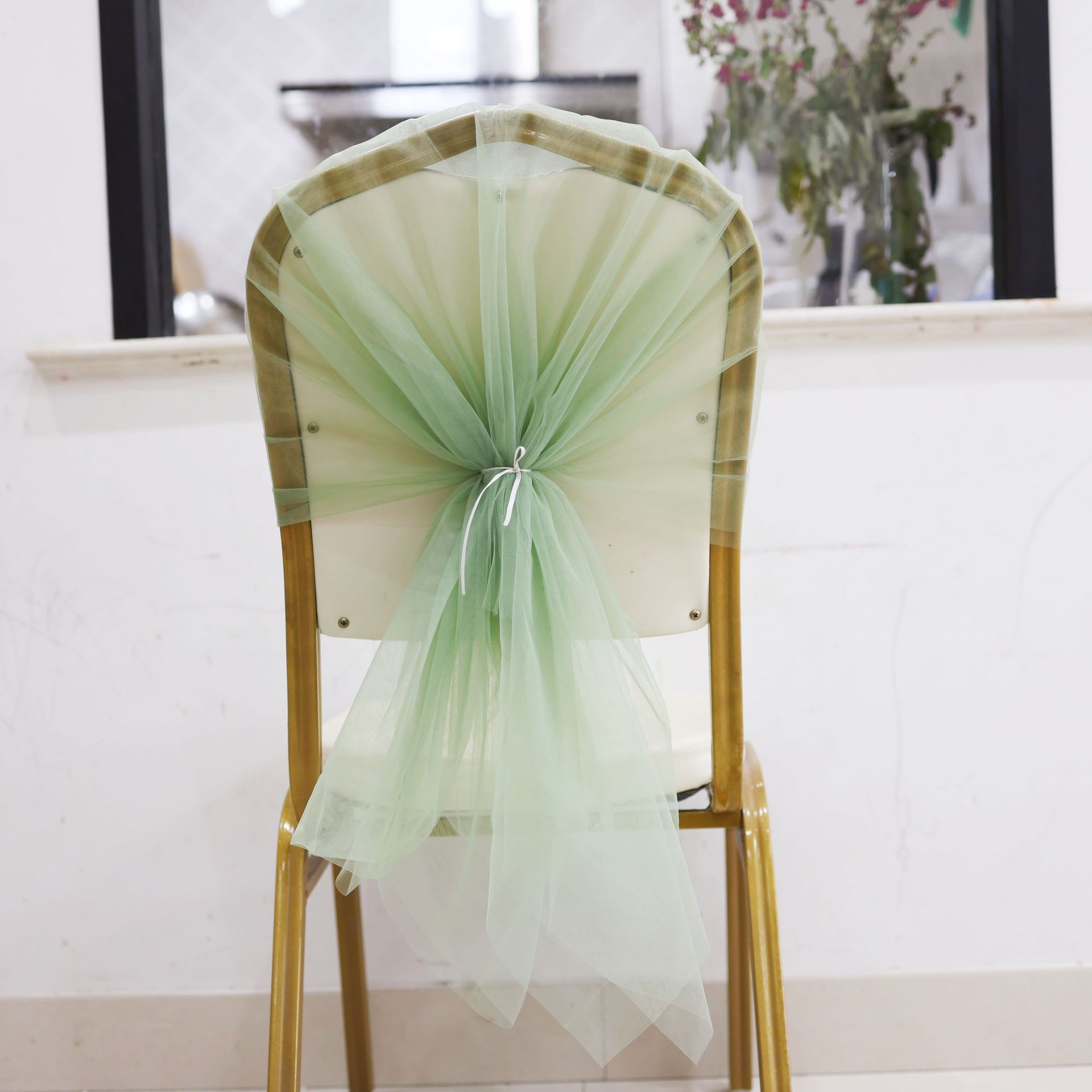 Transfronterizos silla trasera cubierta silla de decoración cintas de tela de banquete