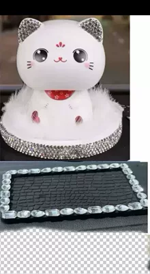 Car ornaments — Short Velvet - 67-anti-slip-mat-shaking-head-cat
