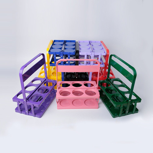 Plastic foldable beer holder portable KTV half dozen 6 bottle set carrying basket red wine rack with LOGO printing