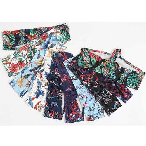 Fashionable, low-waist printed breathable boxer panties, men's U-convex mesh, moisture absorption, sweat-wicking, flat pants, men