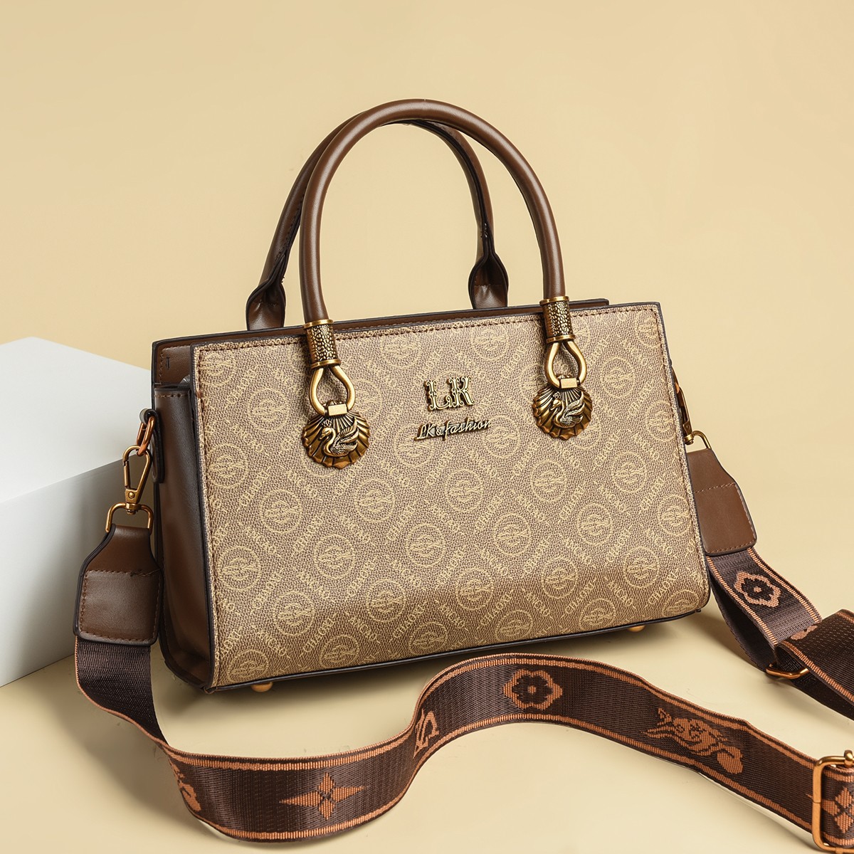 2024 invierno nuevo estilo de transmisión en vivo retrógrado impresión bolso especial de moda de gran capacidad bolso de hombro de mujer