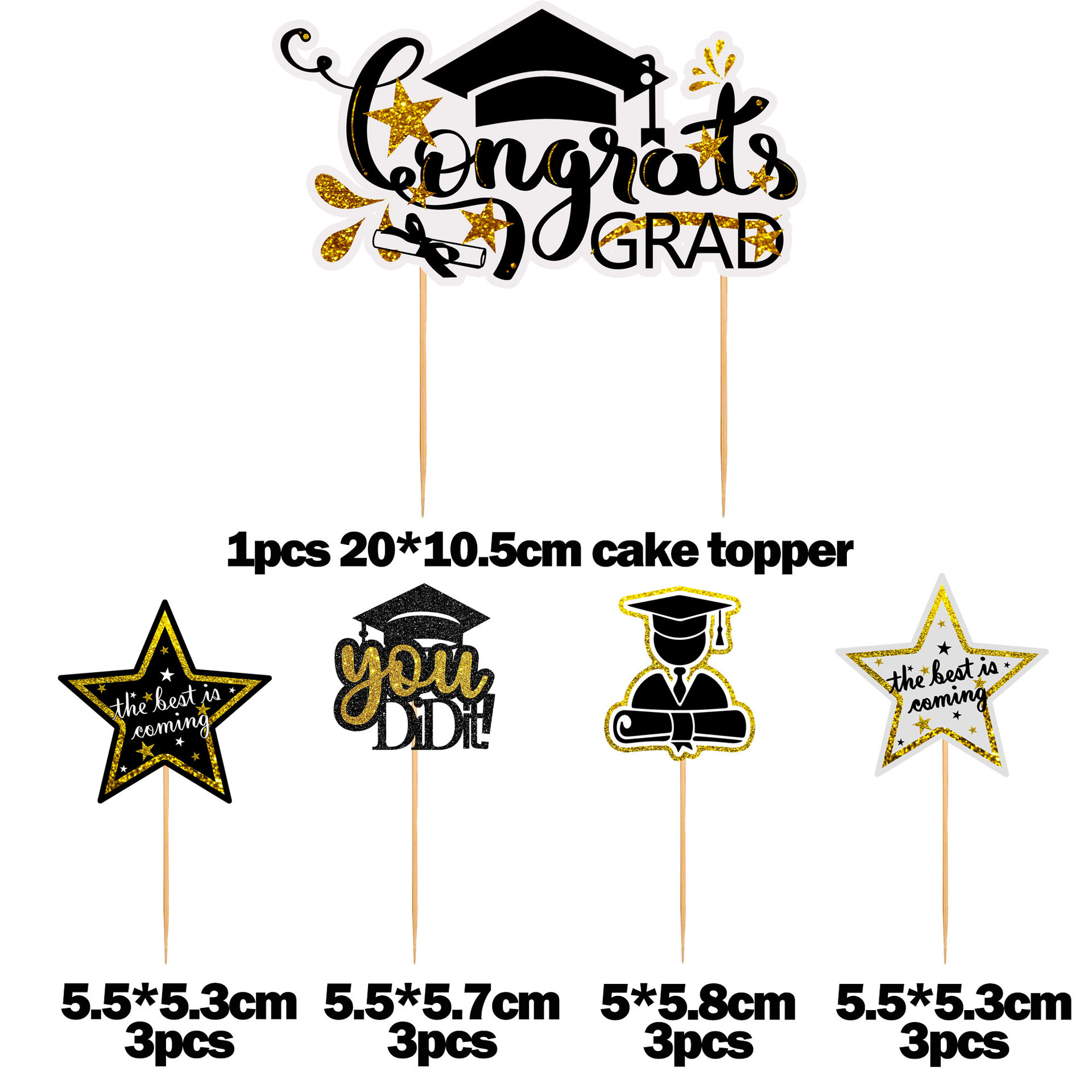 Temporada de graduación de Oro Negro tema Fiesta tire bandera espiral decoración aula foto pared graduación temporada fiesta globo Decoración