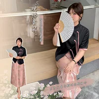 7763 Xuan Chen Weifat, новое китайское платье-Ципао больших размеров, модифицированный комплект из двух предметов, летний элегантный костюм с цветочным принтом для женщин