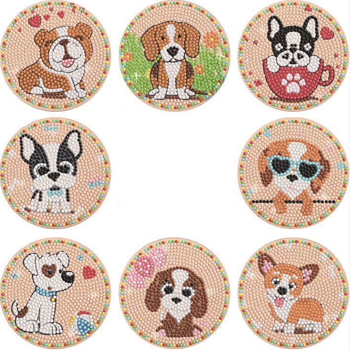 Posavasos de pintura de diamantes de diamantes de diamantes completos transfronterizos hechos a mano almohadilla de aislamiento térmico de diamantes de punto de acrílico redondo de bricolaje fondo de corcho antideslizante posavasos