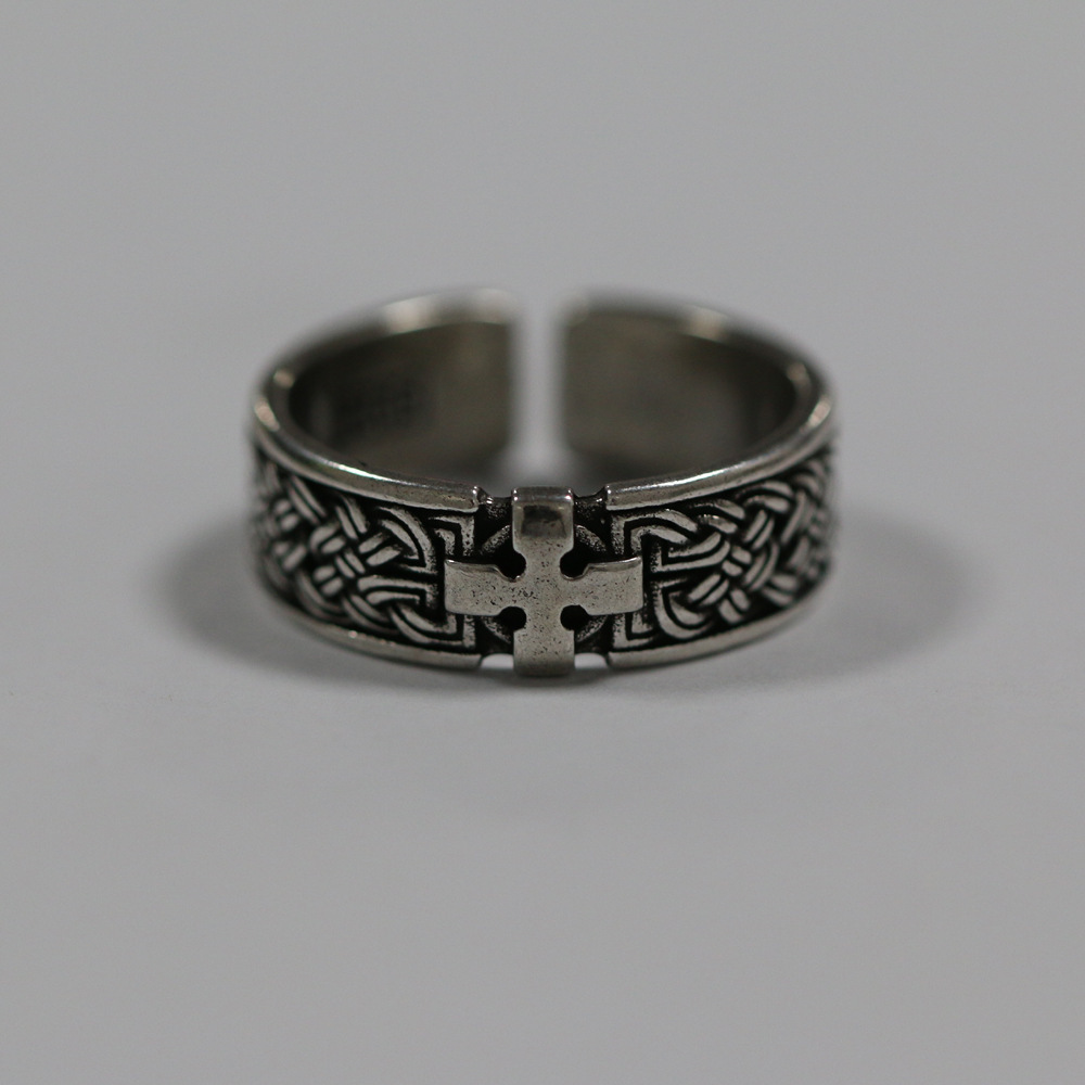 Vintage Retro Adjustable Cross Ring For Men High-end Hip-hop Style_voghion.com