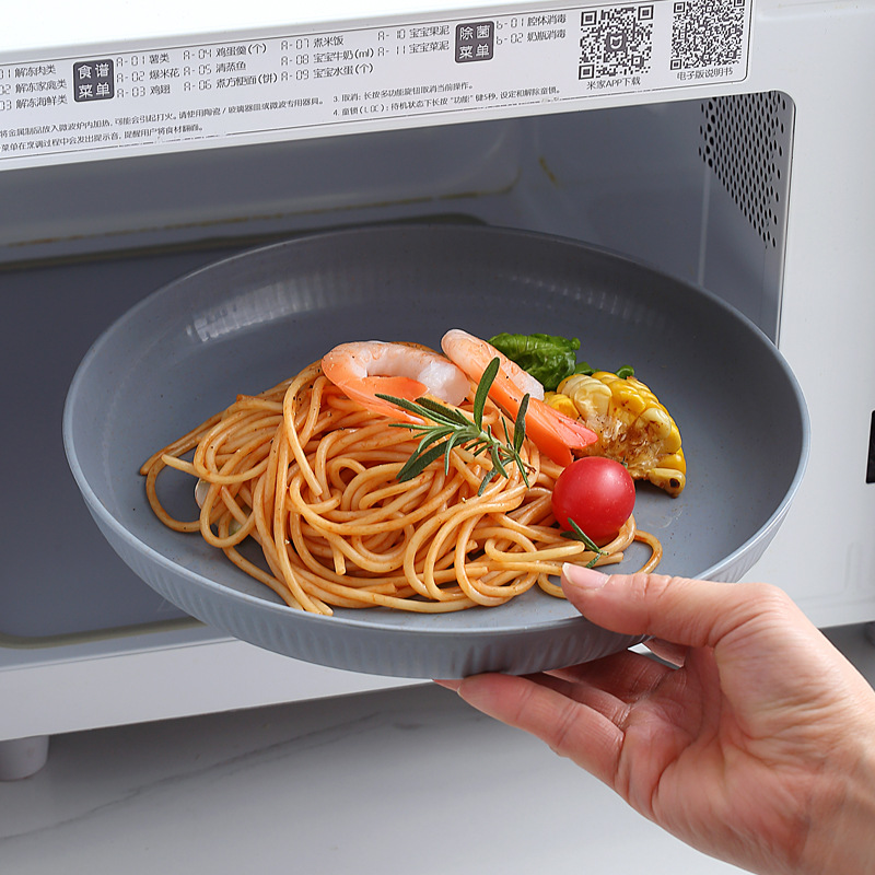 Plato de rayas de 23cm 12 juegos de paja de trigo snack platos de frutas platos de platos de platos caseros Amazon image 5
